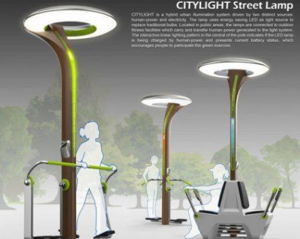 值得推广的路灯概念设计欣赏，运动器械发电路灯设计